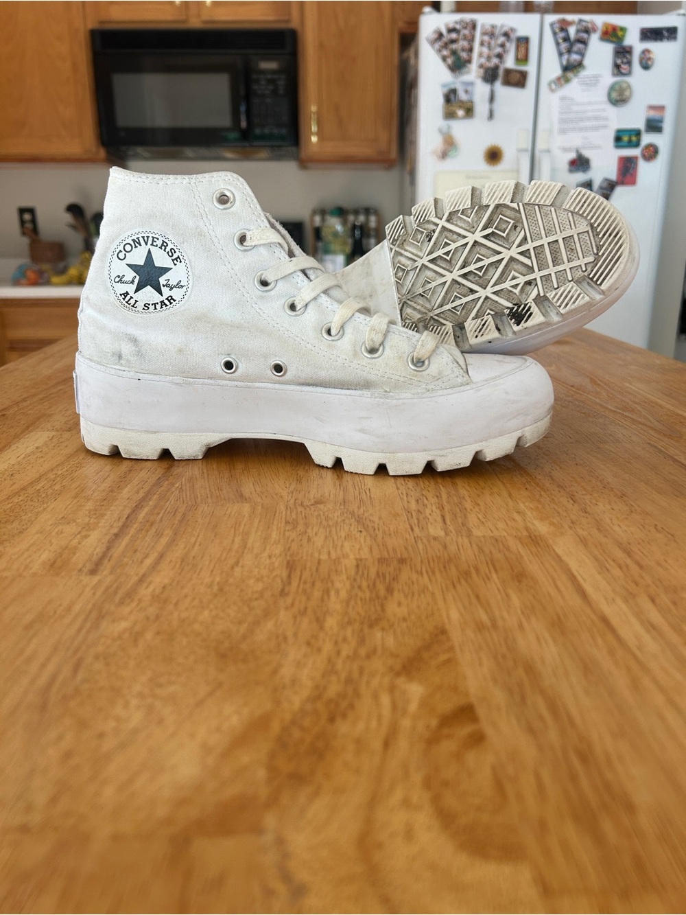 Converse White High-Top Chunky Sole Sneakers